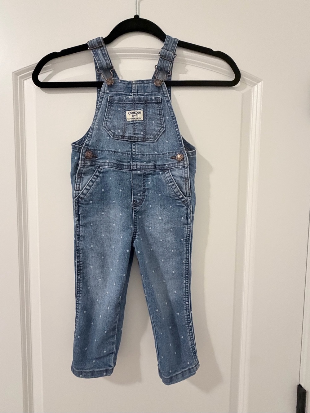 Polka Dot OshKosh B’gosh Denim Overalls Toddler Girl Size 2T